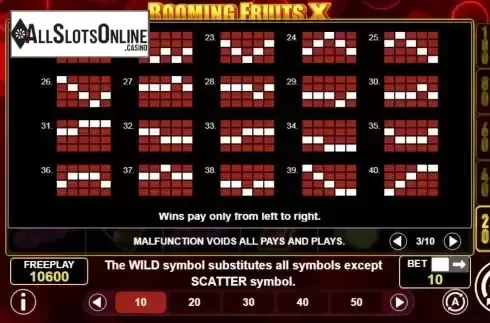 Paylines screen 2