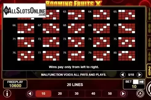 Paylines screen 4