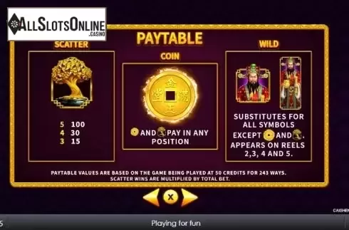 Paytable 1