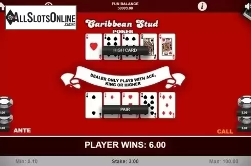 Game Screen. Caribbean Stud Poker (1X2gaming) from 1X2gaming