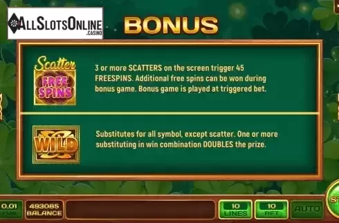 Bonus symbols screen