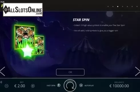 Paytable Star Spin. Creepy Carnival from Nolimit City