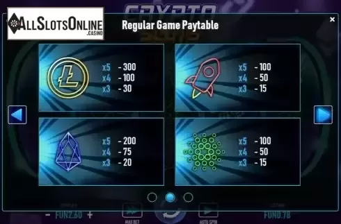Pay Table screen 2