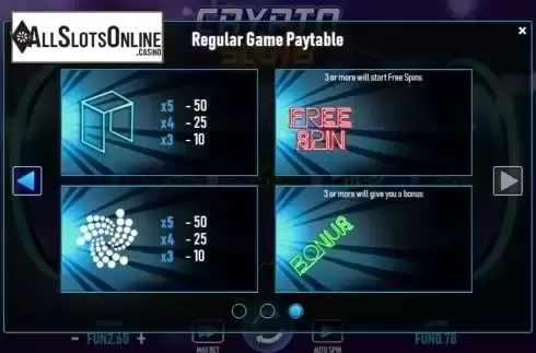Pay Table screen 3