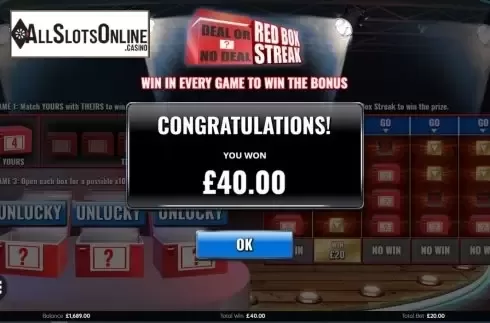 Win screen 3. Deal or No Deal Red Box Streak from Endemol Games