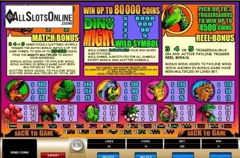 Screen2. Dino Might from Microgaming
