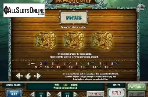 Paytable 3. Dragon Ship from Play'n Go