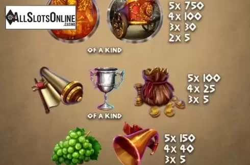 Paytable 2. Emperors Glory from Xplosive Slots Group