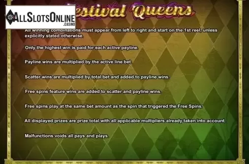 Paytable 3. Festival Queen from 2by2 Gaming