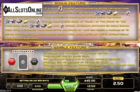 Paytable 2. Five Star Luxury from GameArt