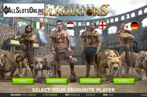 Intro screen. Football Gladiators from StakeLogic