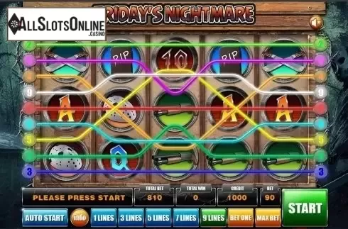 Reels screen. Fridays Nightmare from GameX