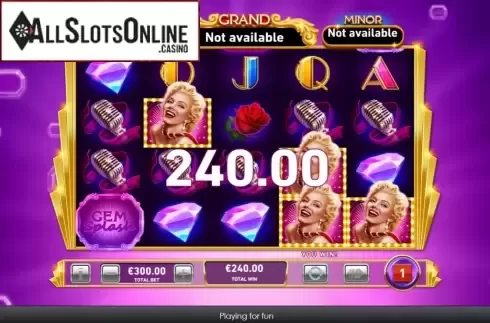 Win screen 2. Gem Splash Marilyn Monroe from Rarestone Gaming