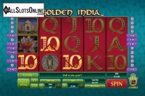 Win Screen . Golden India Slots from GamesOS