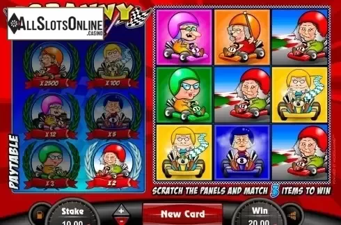 Win Screen . Granny Prix from Microgaming