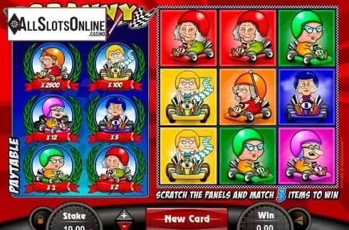 Game Workflow screen. Granny Prix from Microgaming