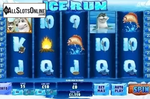 Game Workflow screen. Ice Run from Playtech