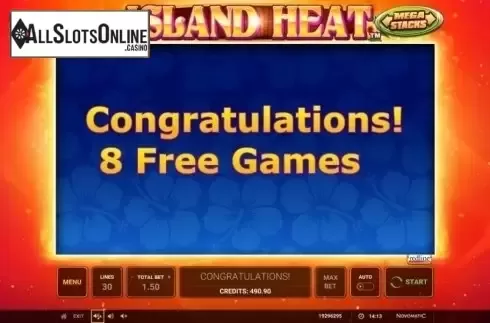 Free Spins Awarded. Island Heat from Greentube