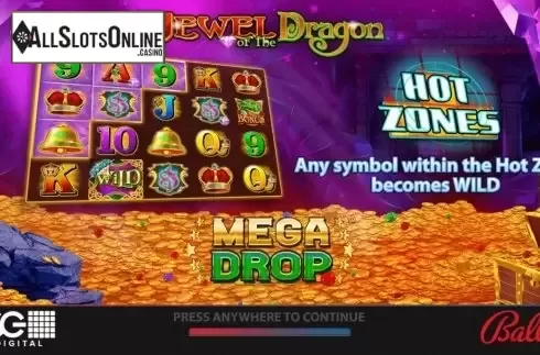 Start Screen. Jewel of the Dragon from Bally