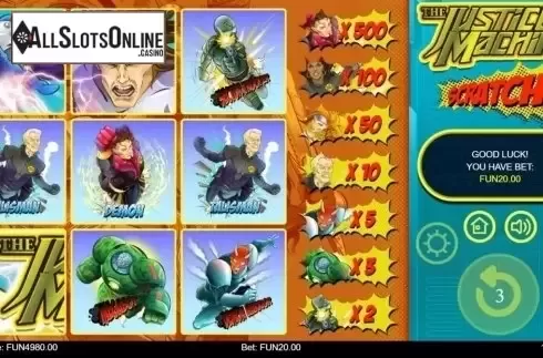 Game Screen 2. Justice Machine Scratch from 1X2gaming