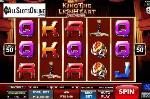 Reels screen. King The Lion Heart SA from Spadegaming