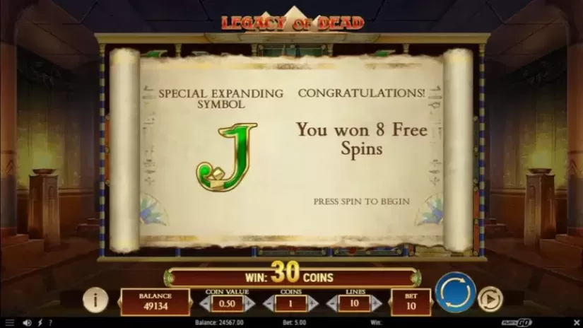 Legacy of Dead slot screenshot 3