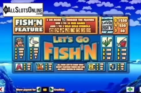 Paytable 1. Let's Go Fish'n from Aristocrat