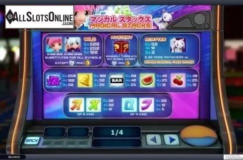 Paytable 1. Magical Stacks from Playtech