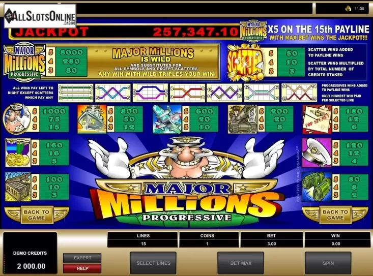 Screen3. Major Millions from Microgaming