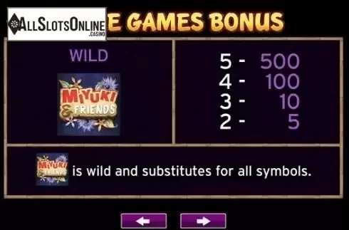 Paytable 1. Miyuki And Friends from High 5 Games