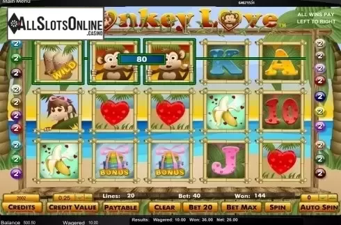 Wild win screen. Monkey Love from Amaya