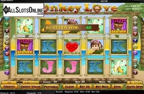 Scatter win screen. Monkey Love from Amaya