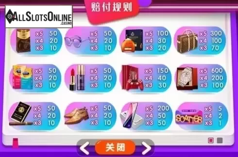 Paytable. National Carnival from Dream Tech