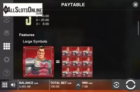 Paytable 2. Power Force Heroes from Push Gaming