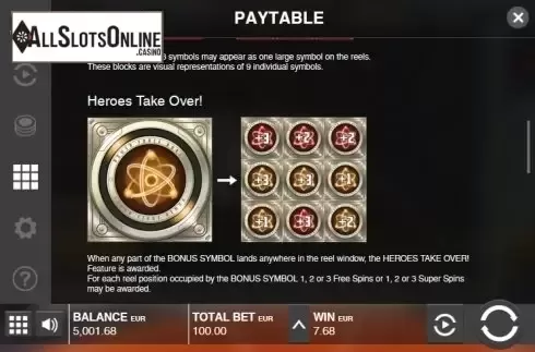 Paytable 3. Power Force Heroes from Push Gaming