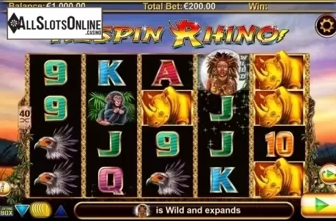Main game. Respin Rhino from Lightning Box