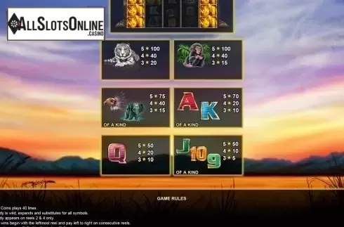 Paytable 3. Respin Rhino from Lightning Box