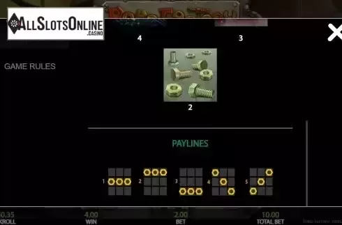 Paylines screen