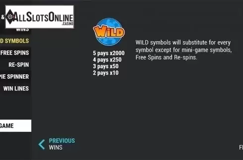 Paytable 3. Sideshow Slots from Slot Factory