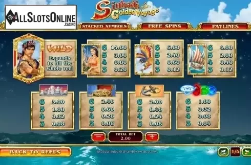 Screen2. Sinbad's Golden Voyage from Playtech
