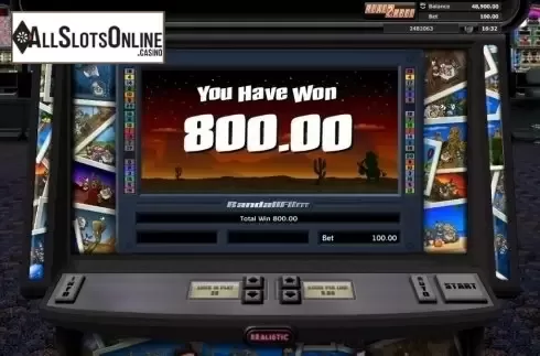 Free spins win screen. Snapshot from Realistic