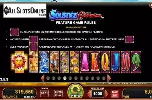 Sparkle feature screen