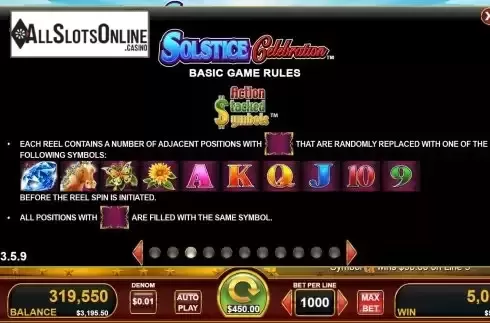 Action stacked symbols screen