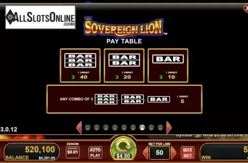 Paytable screen 2
