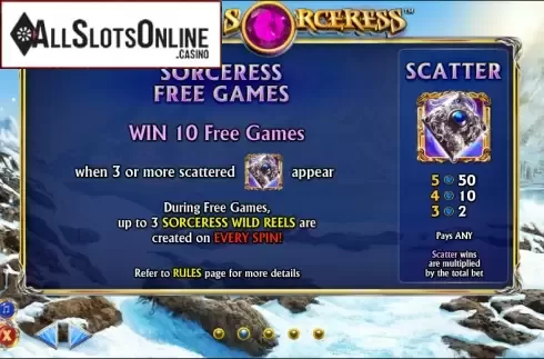 Paytable 2. Spin Sorceress from NextGen