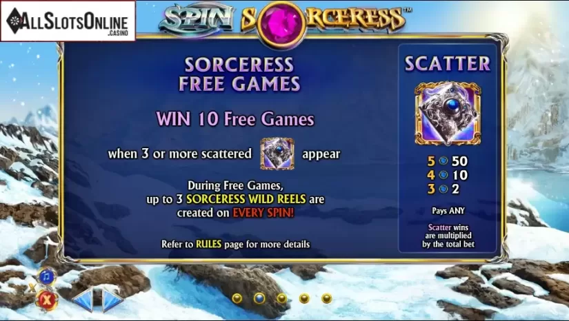 Paytable 2. Spin Sorceress from NextGen