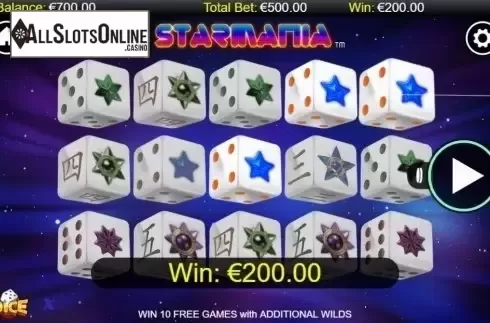 Win Screen. Starmania Dice from NextGen