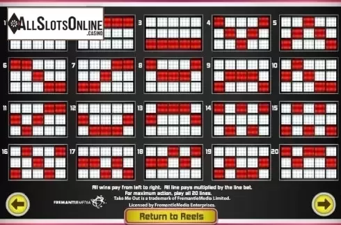 Paytable 3. Take Me Out Date Night from Gamesys