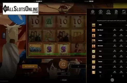 Paytable screen