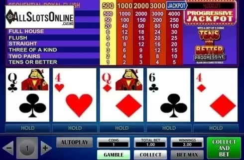 Game Screen. Tens or Better Progressive (iSoftBet) from iSoftBet
